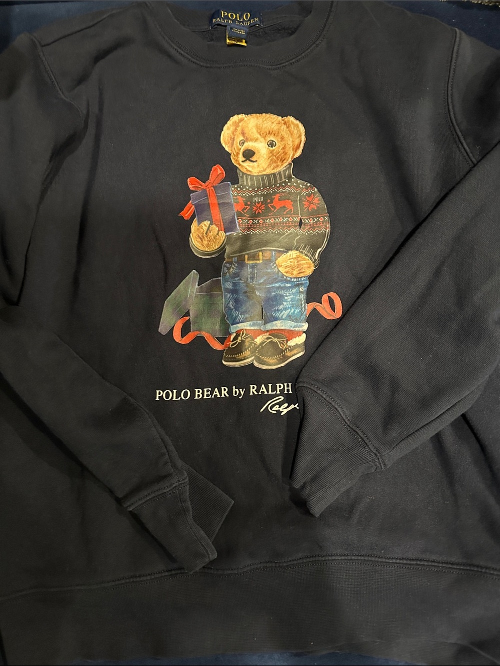 Polo by Ralph Lauren Black Crewneck Sweatshirt with Polo Bear Graphic